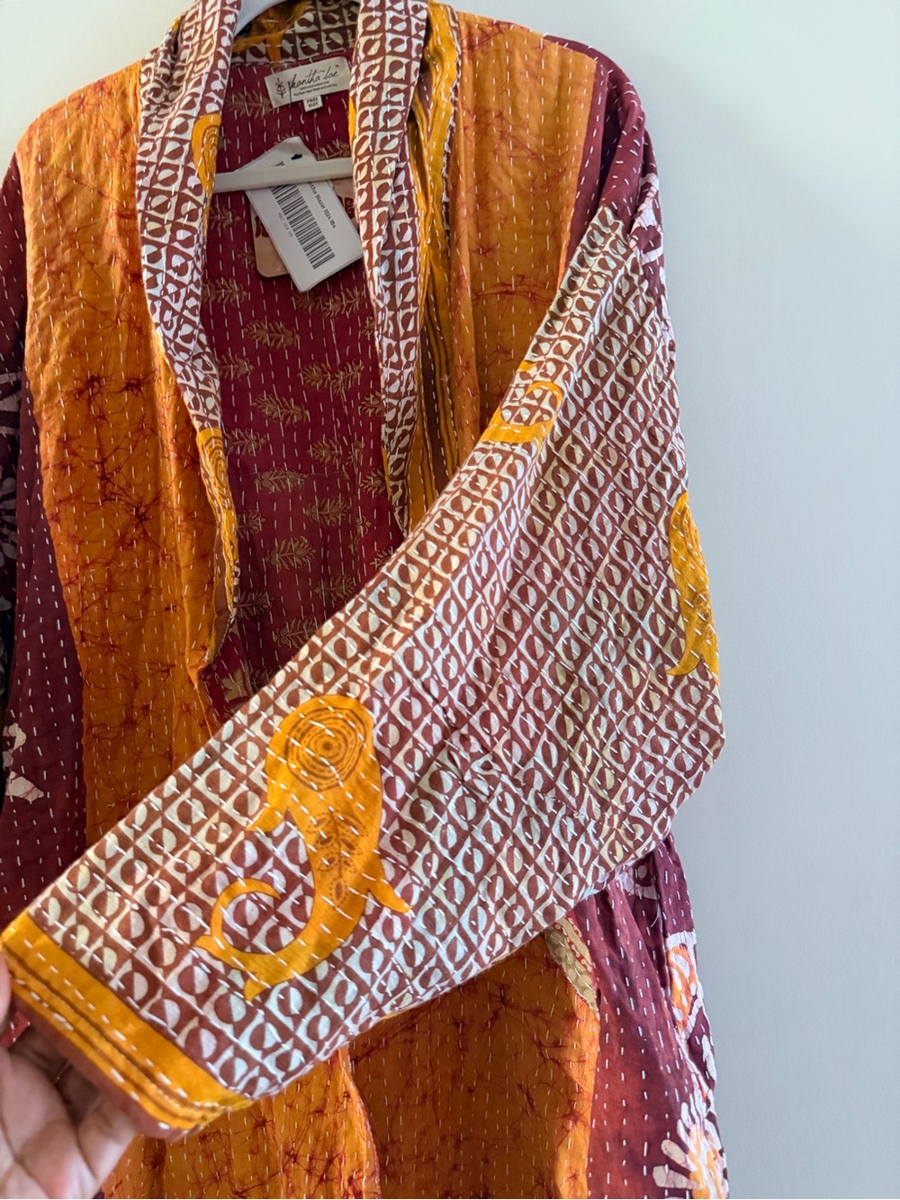 Kantha Bae Kantha Blazer Rust & Burgundy One Size - Picture 4 of 6